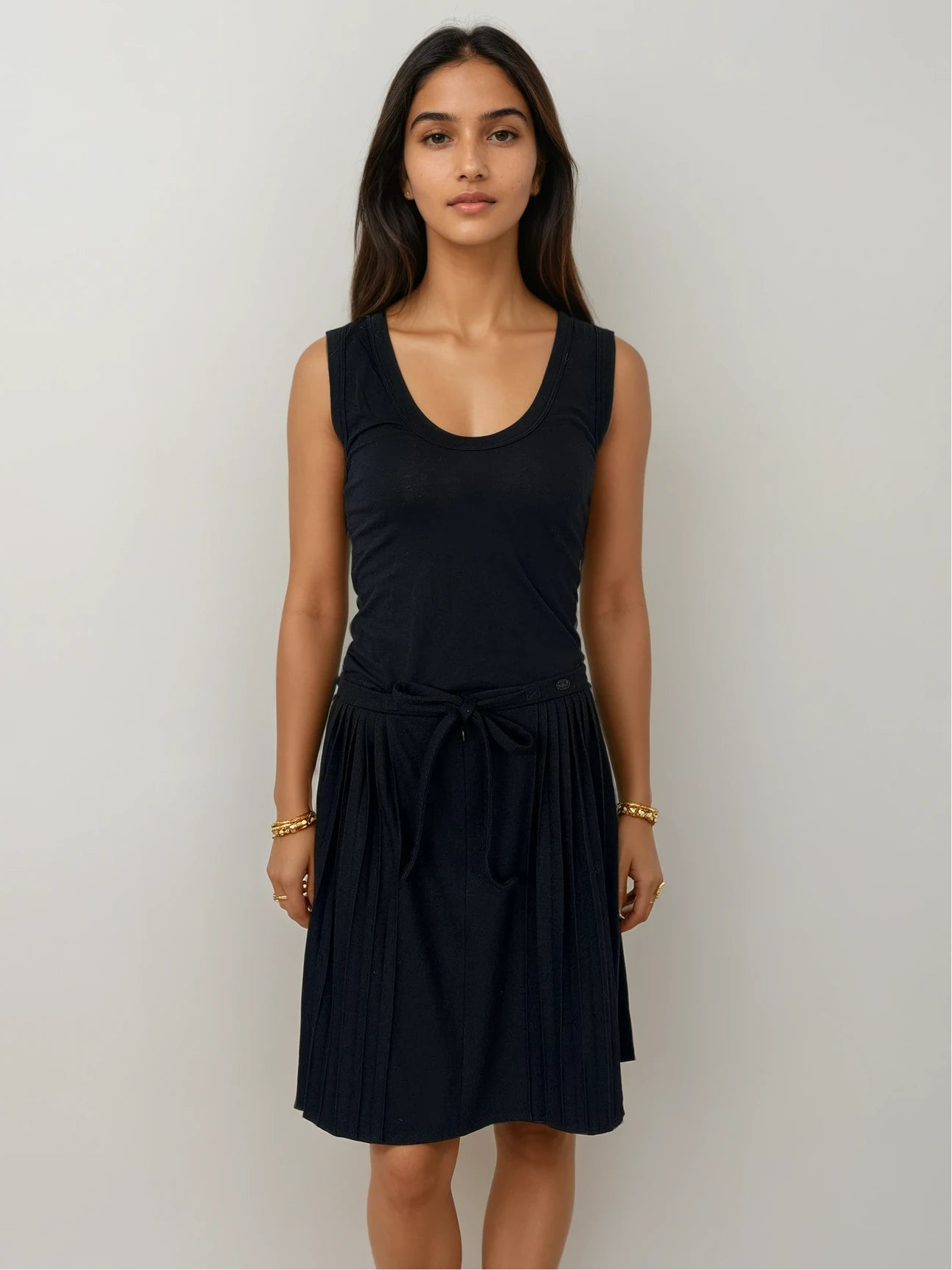 Chanel Pleated Black Skirt