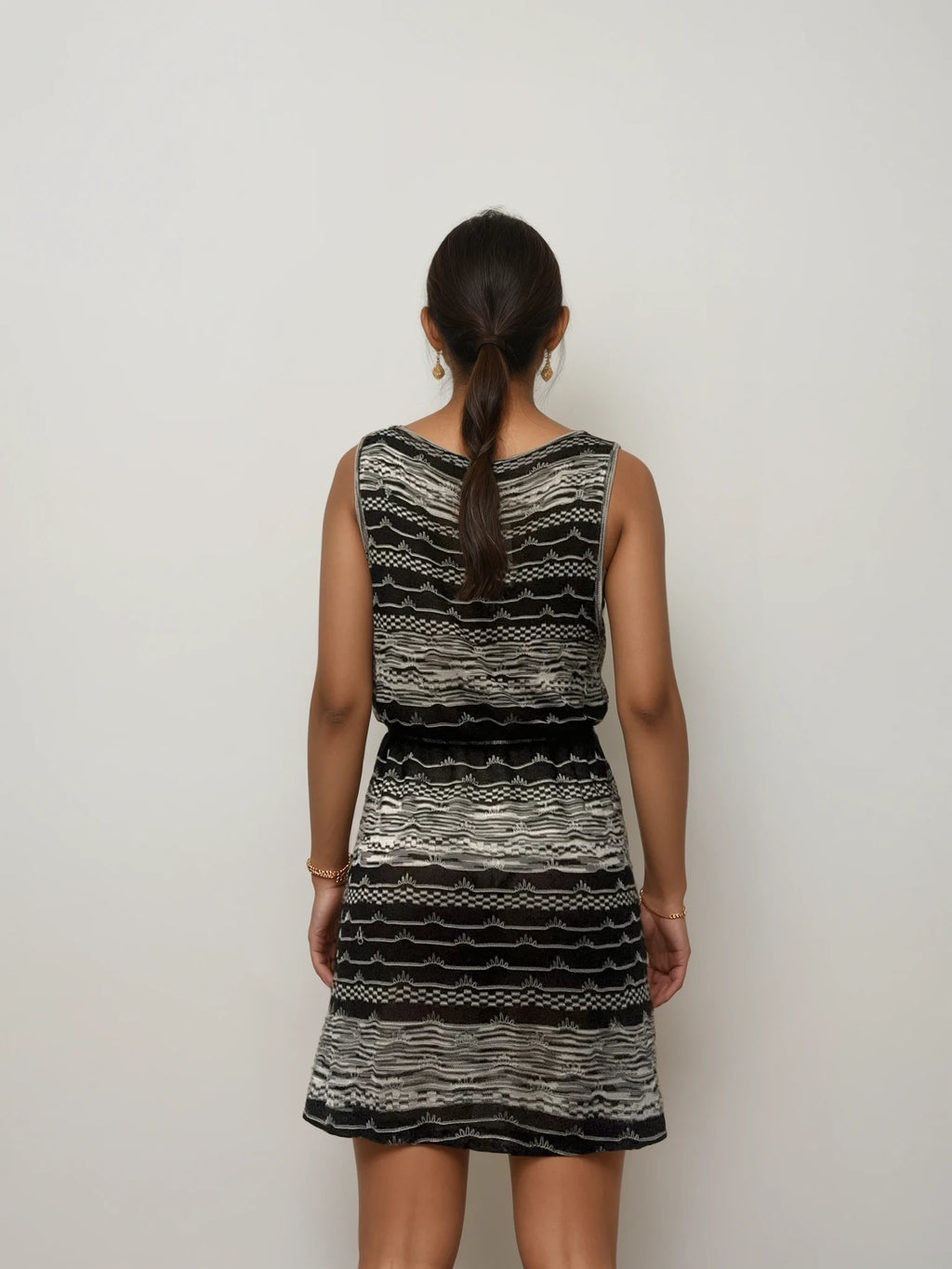 Missoni Black and White Mini Dress With Drawstring