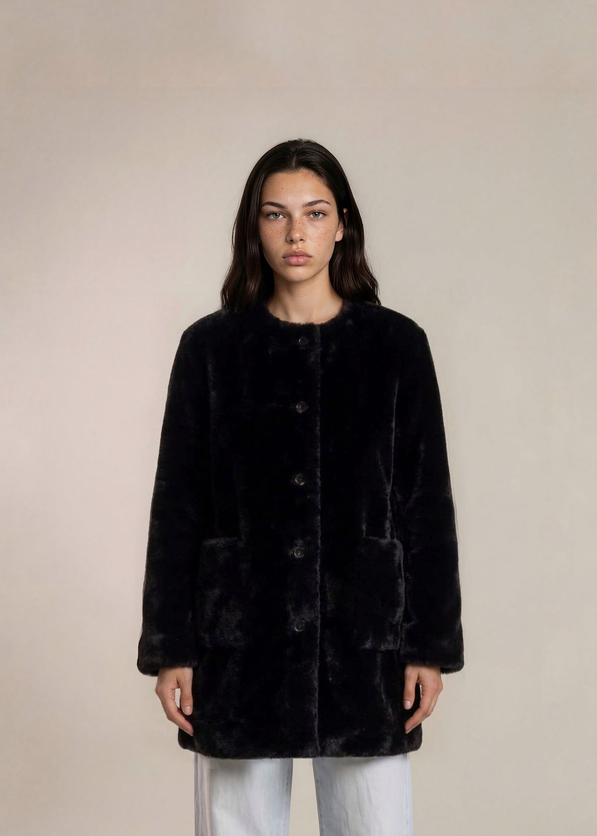 Proenza Schouler Faux Fur Black Coat