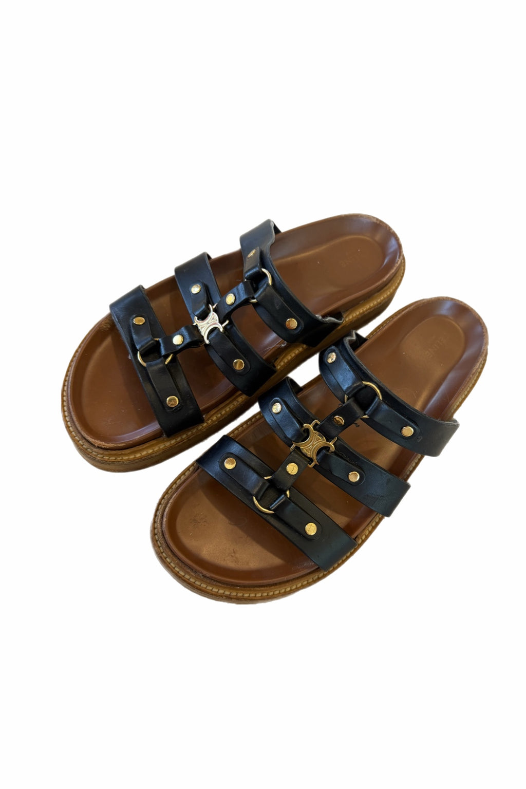Celine Black Leather Sandals