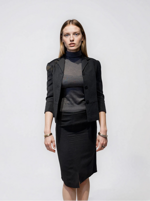 Gianfranco Ferre Black Linen Blazer