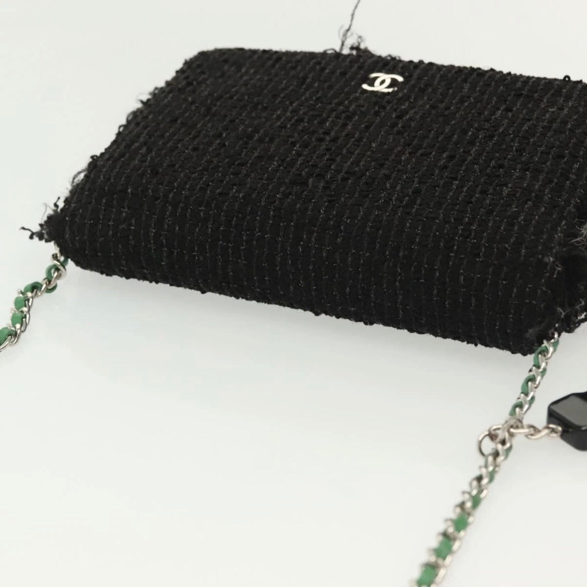 Chanel Black Tweed Fringe Flap Bag