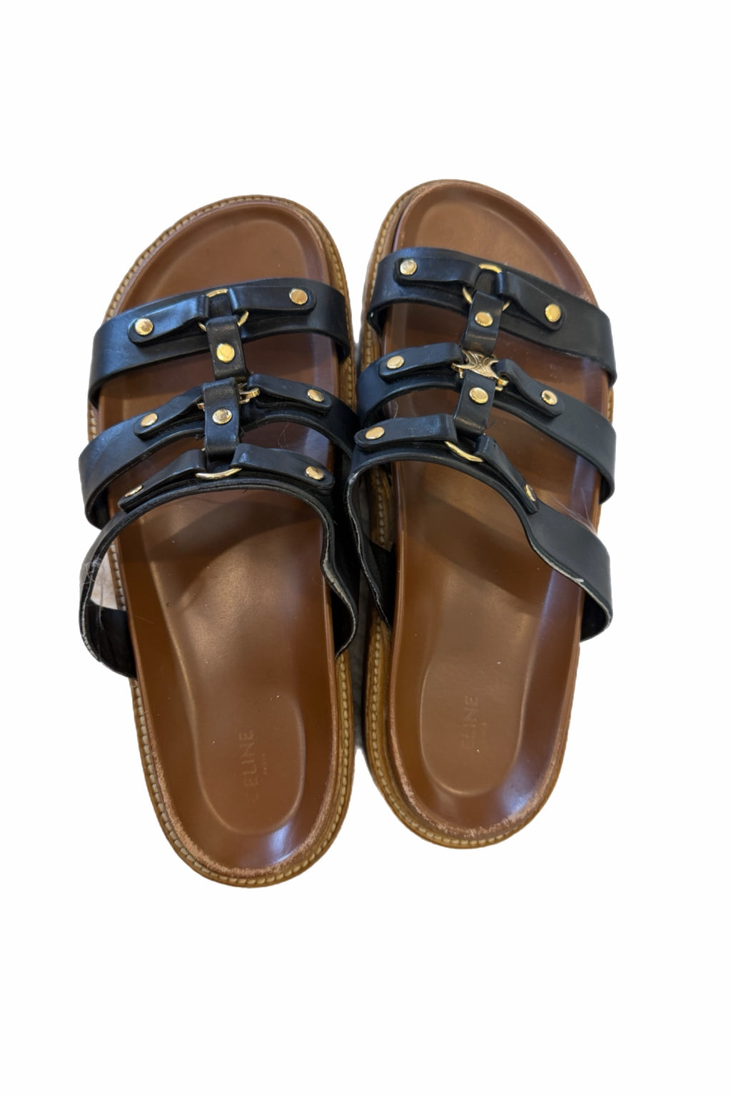 Celine Black Leather Sandals