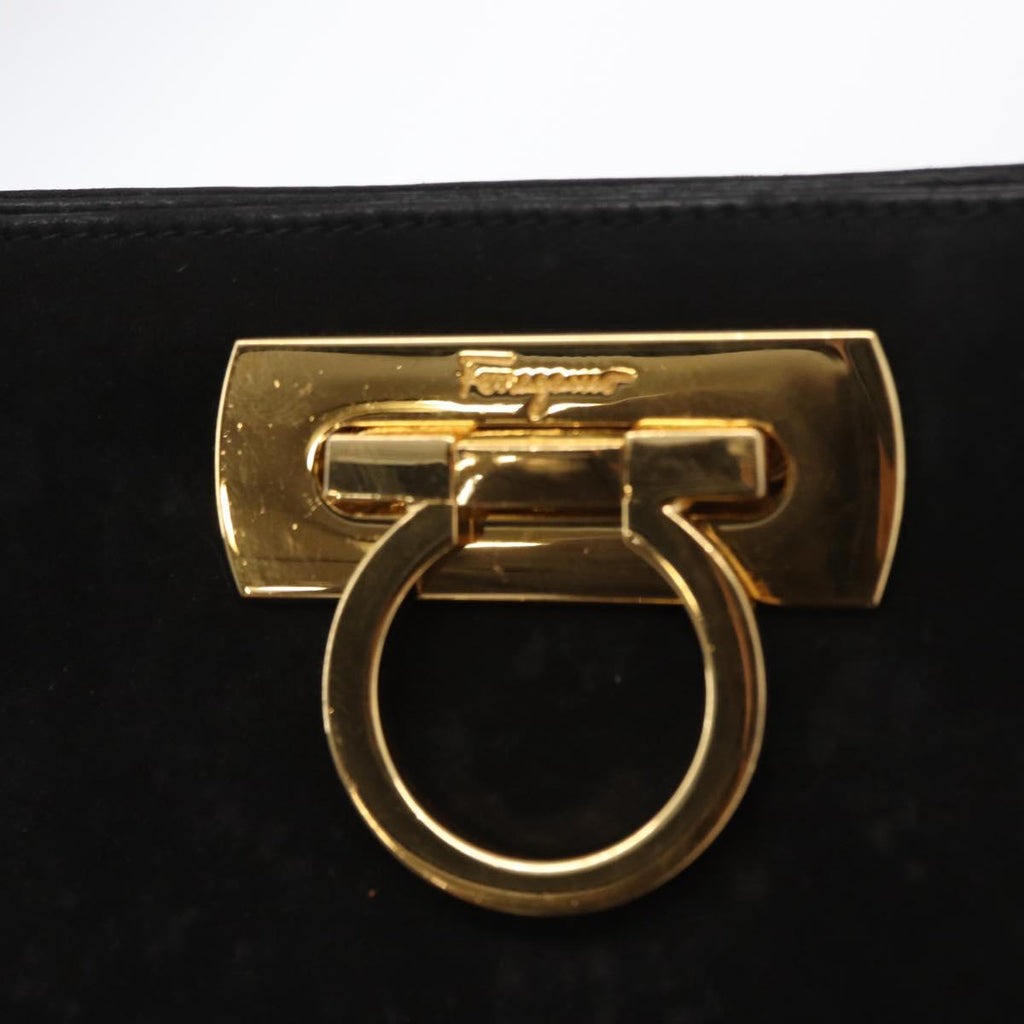 Ferragamo Black Suede Shoulder Bag