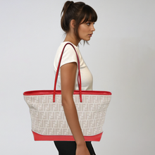 Load image into Gallery viewer, Fendi Zucca White and Red Tote
