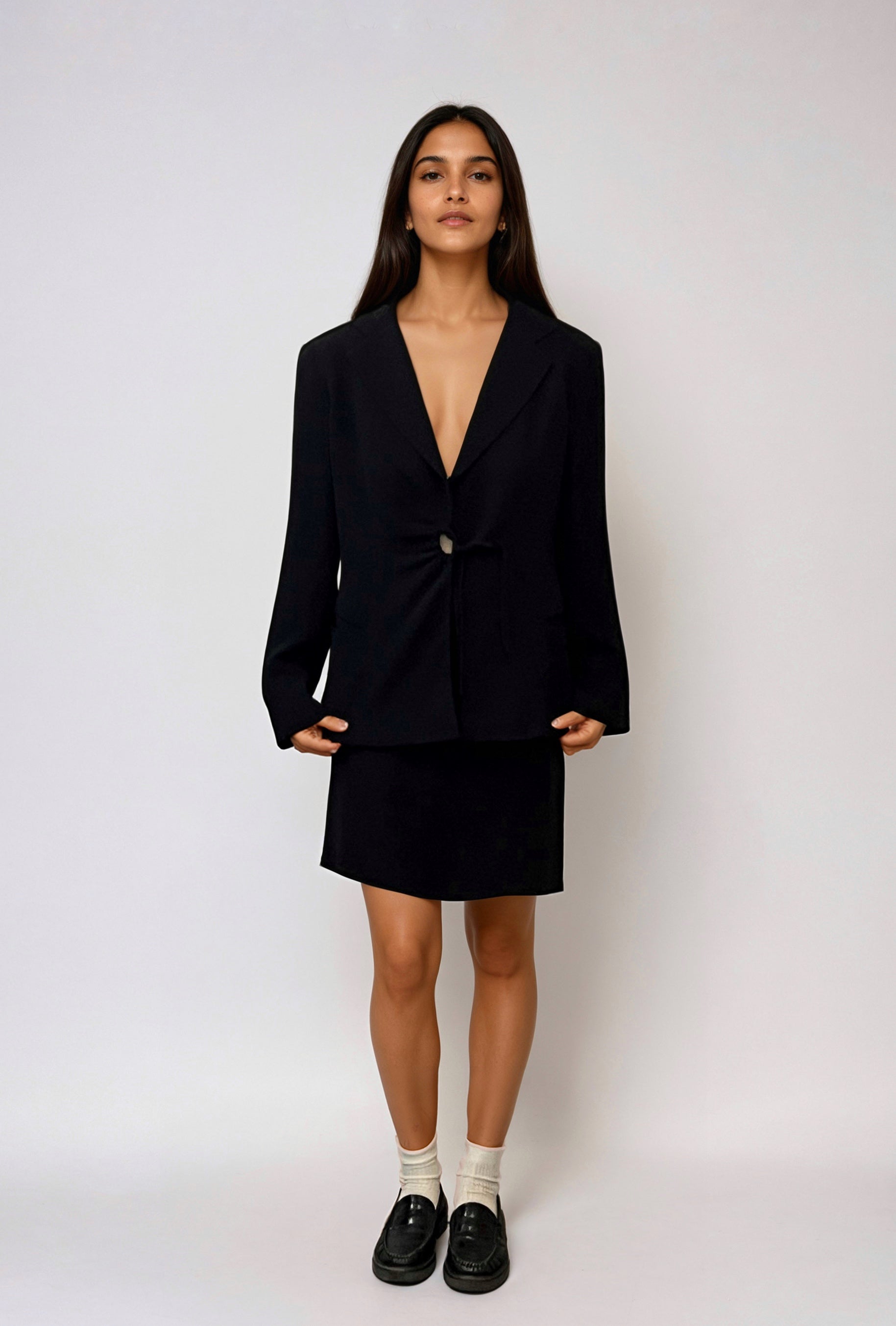 Armani Black Striped Skirt Set