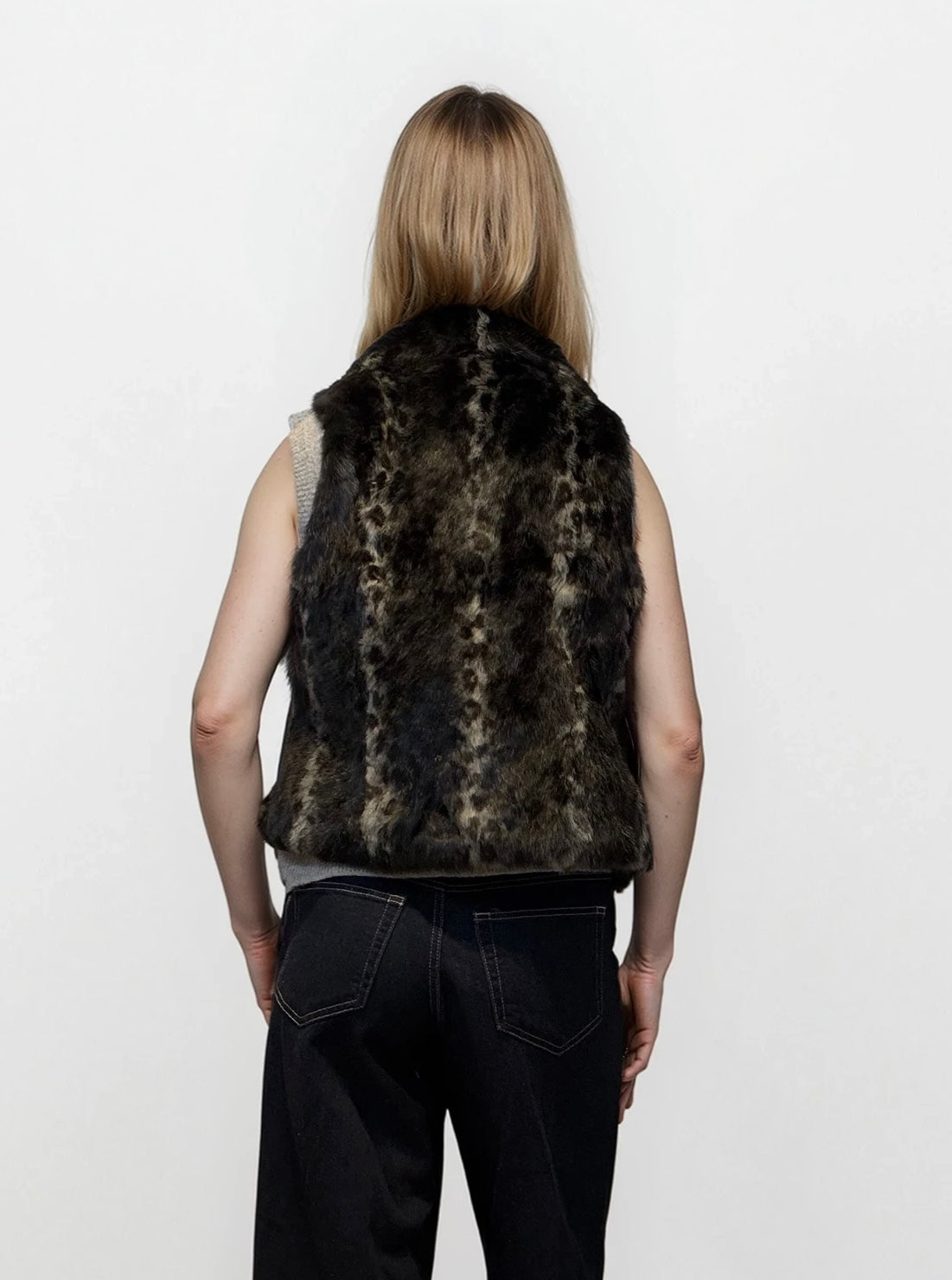 Gray and Black Fur Vest