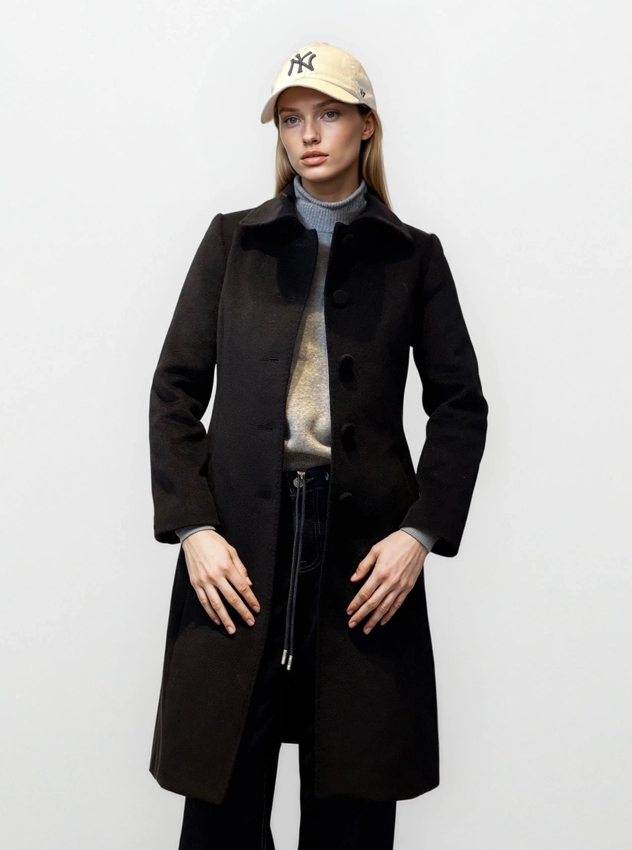 Wool Coat with Fur Collar