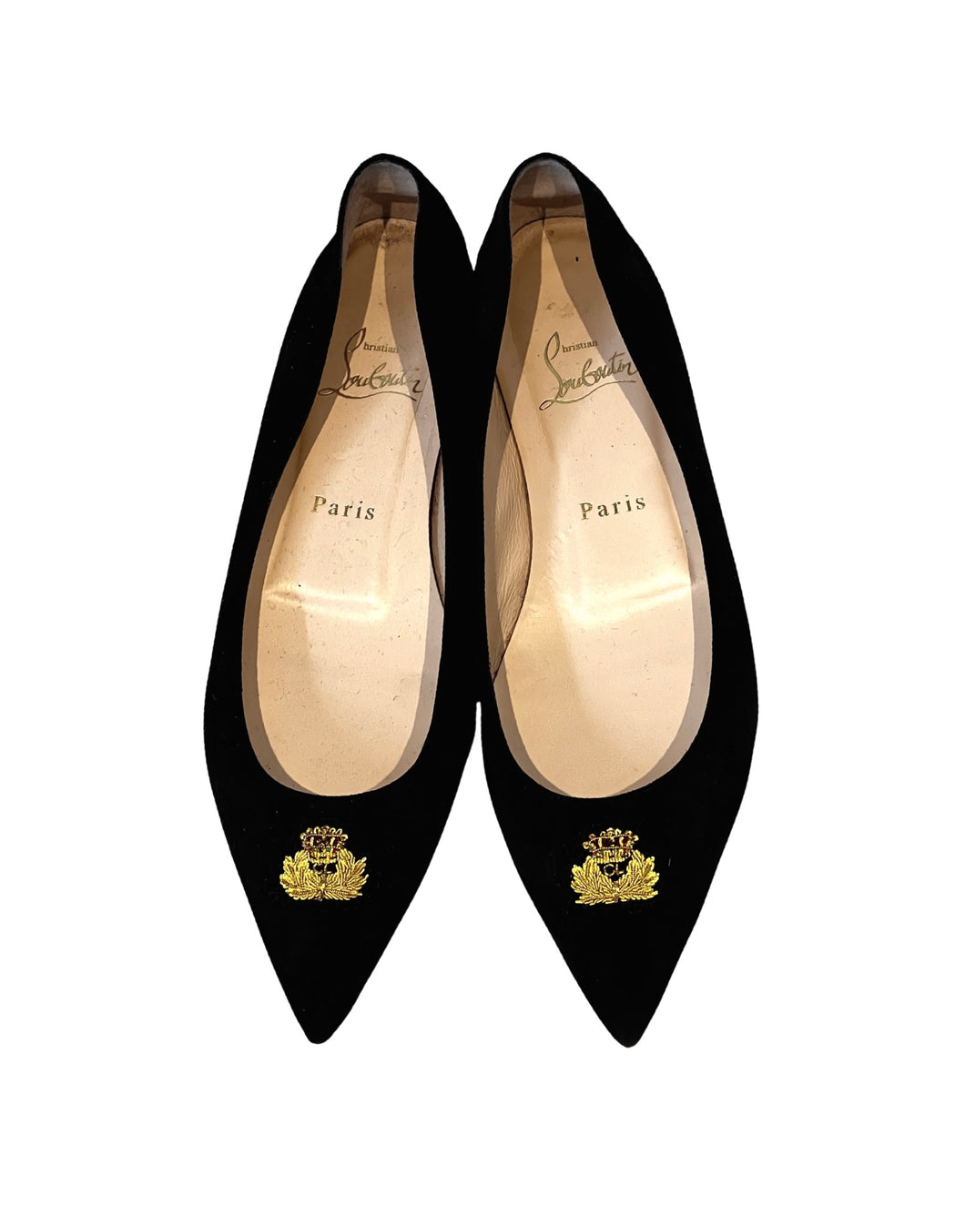 Louboutin Suede Black Flats