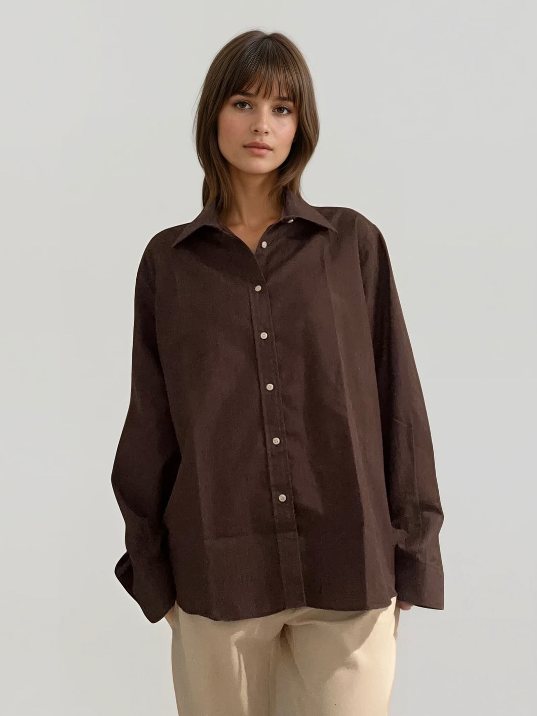 YSL Brown Monogram Button Down