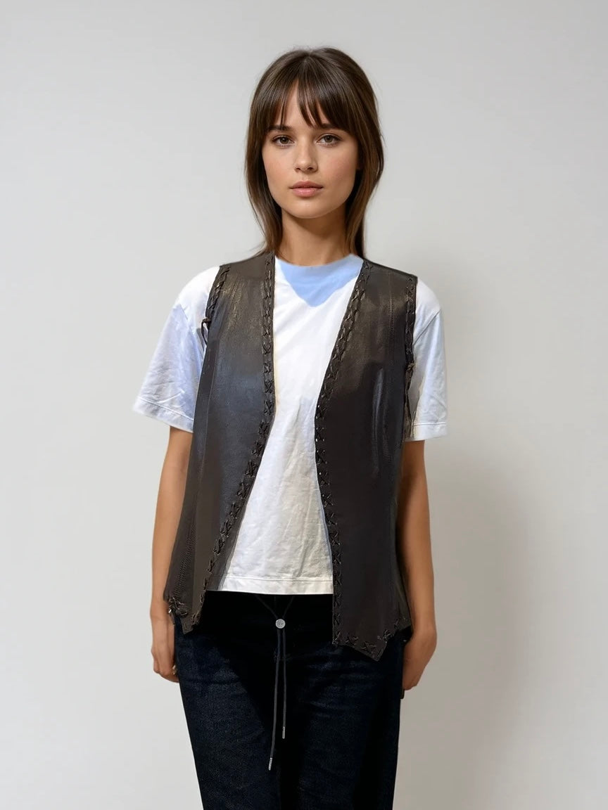 Brown Leather Vest