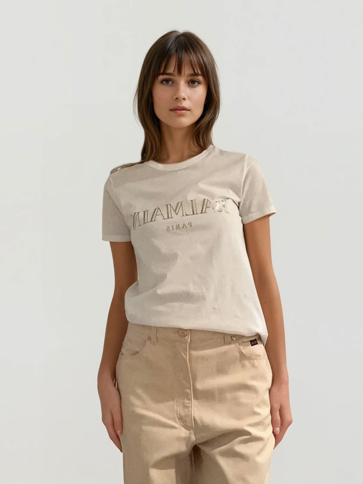 Balmain Cream and Gold Tee