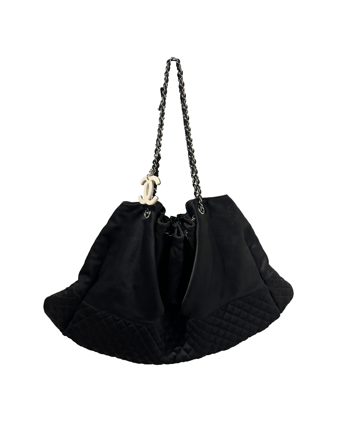 Chanel Black Cinched Charm Tote