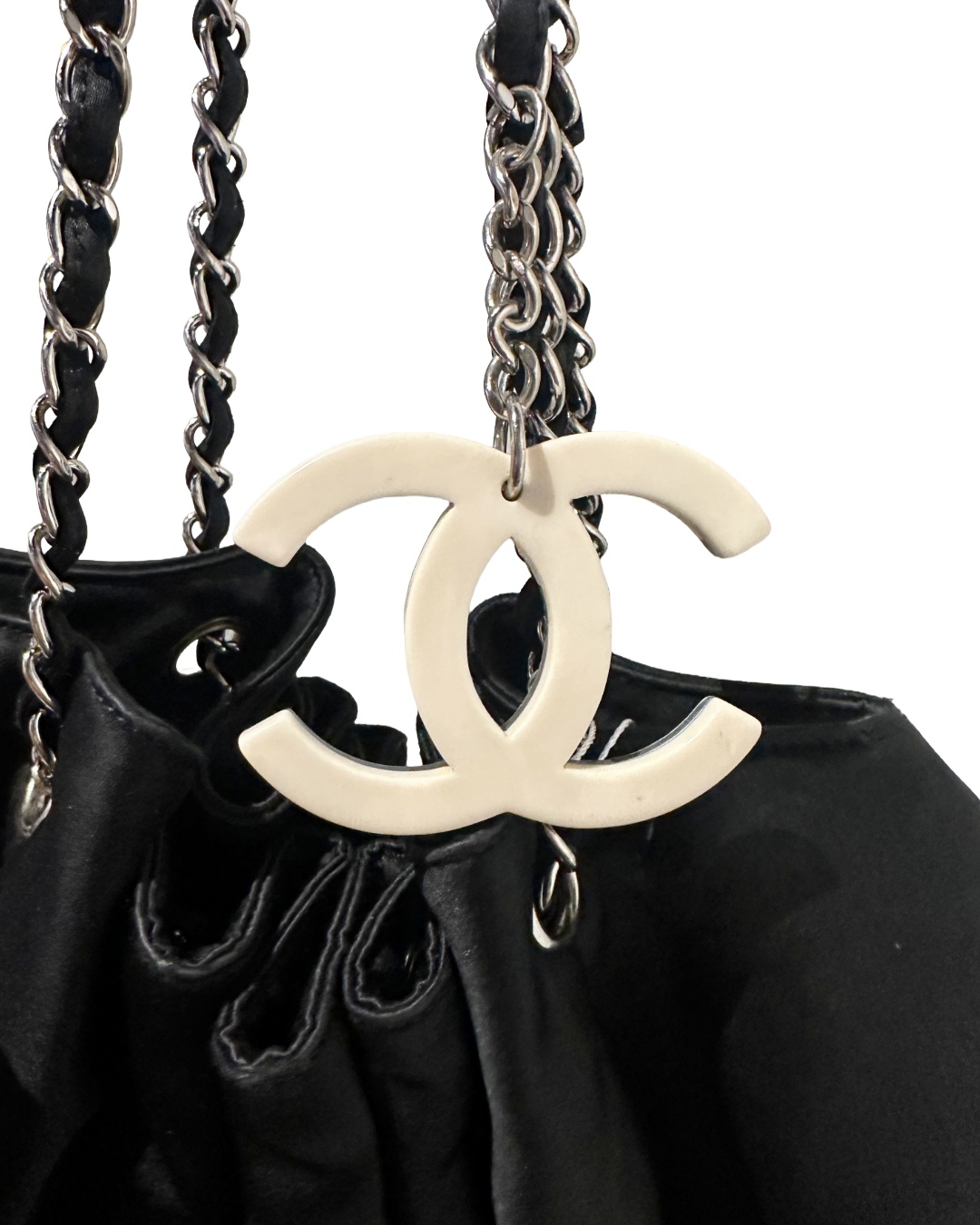 Chanel Black Cinched Charm Tote