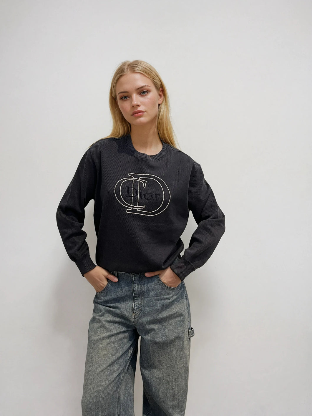 Dior Navy Spellout Crewneck