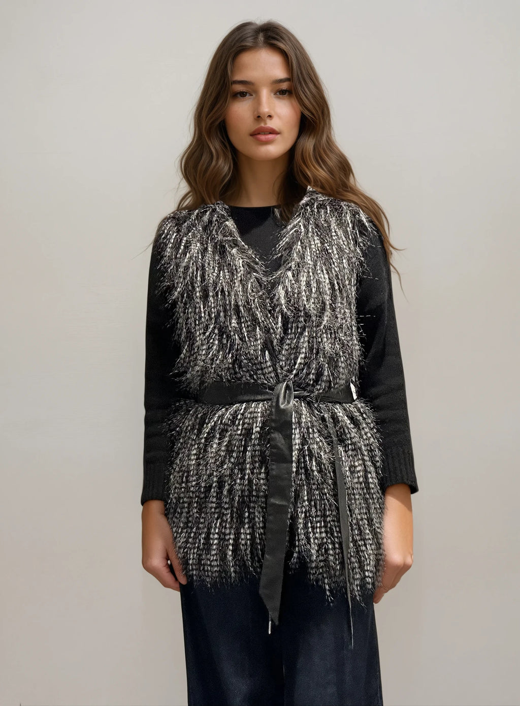 Grey Shaggy Faux Fur Vest