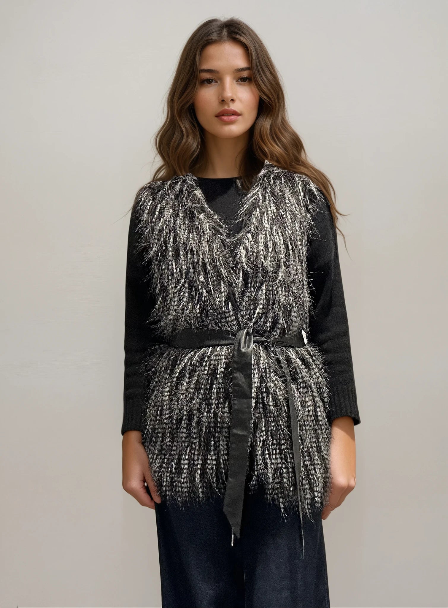 Grey Shaggy Faux Fur Vest