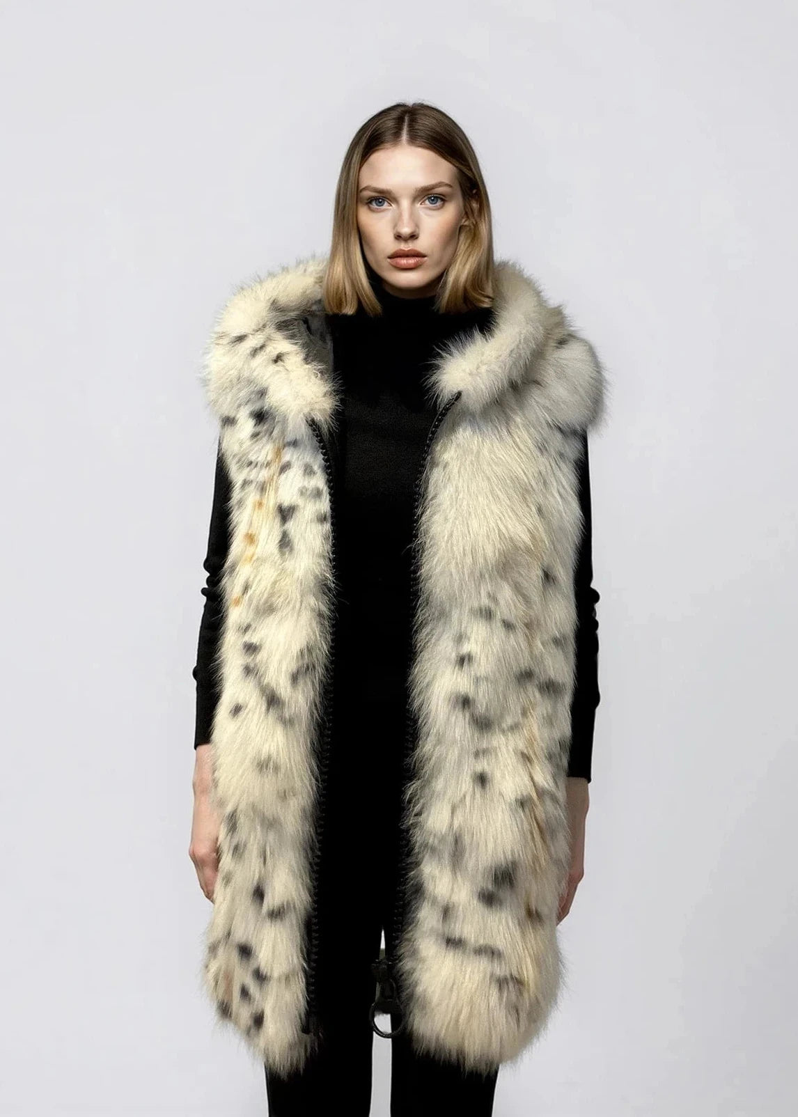 Fur Zip Hooded Vest