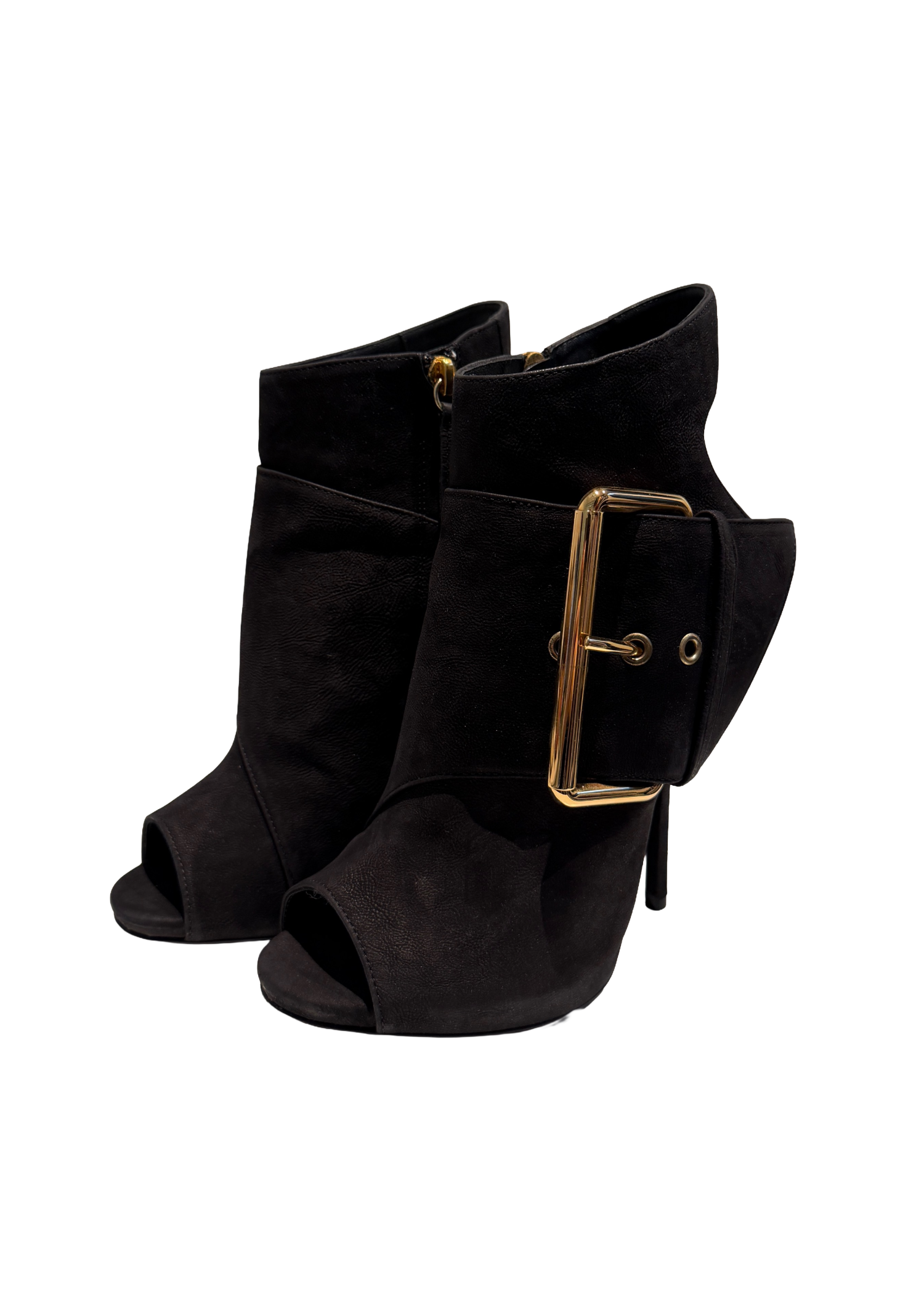 Giuseppe Zanotti Black Suede Buckle Booties