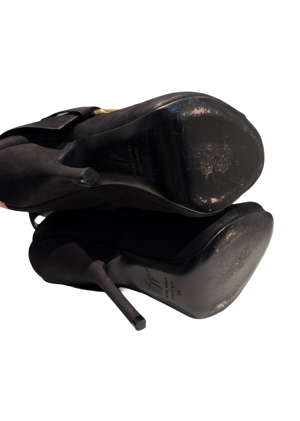 Giuseppe Zanotti Black Suede Buckle Booties