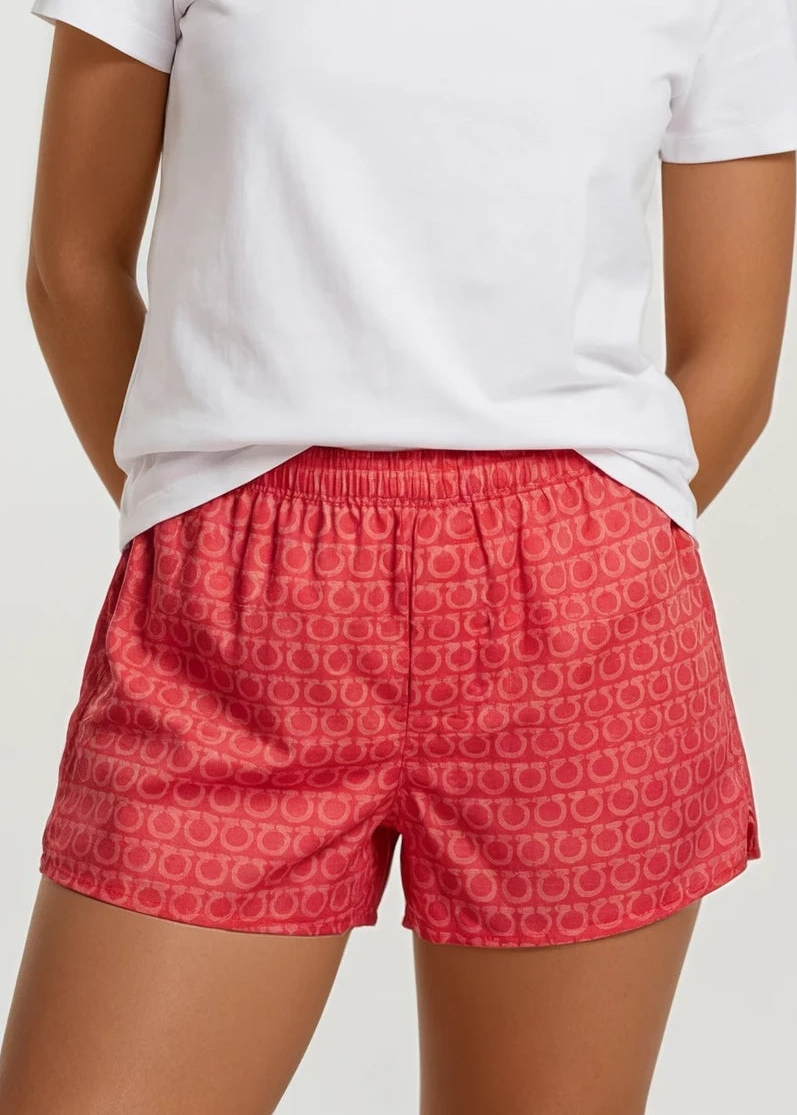 Ferragamo Pink and Red Logo Shorts