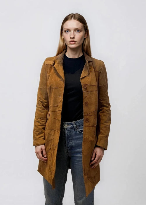 Light Brown Suede Patchwork Jacket