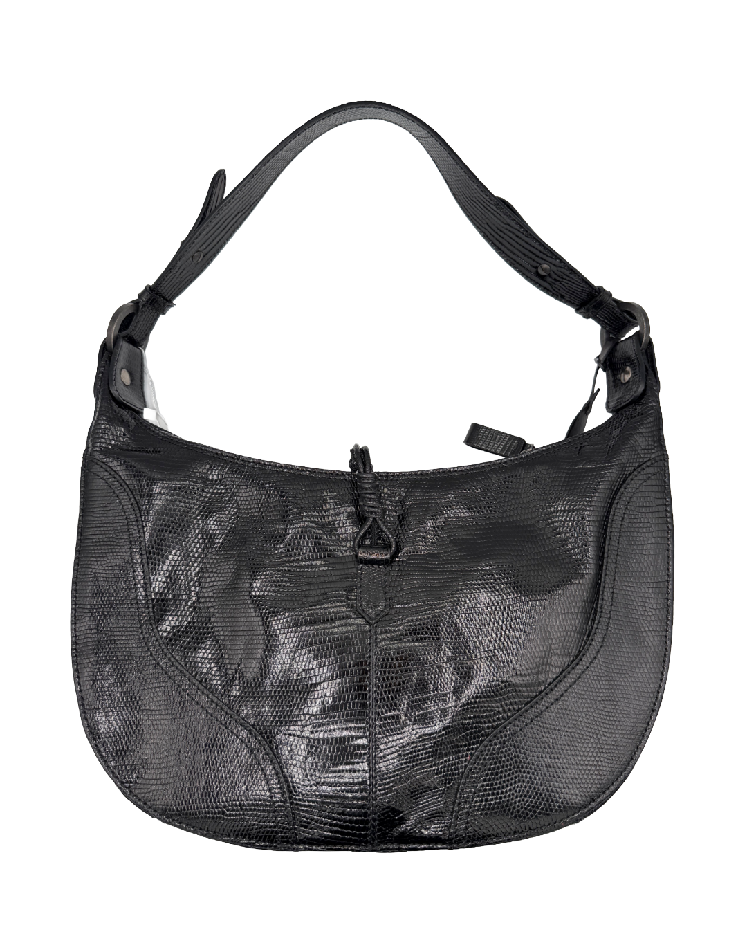 Valentino Black Lizard Embossed Shoulder Bag