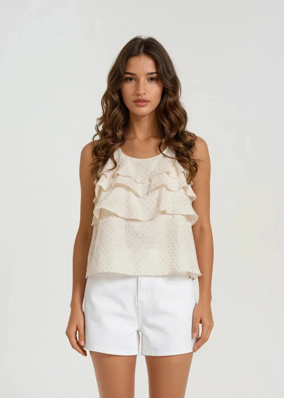 Valentino Cream Ruffle Tank