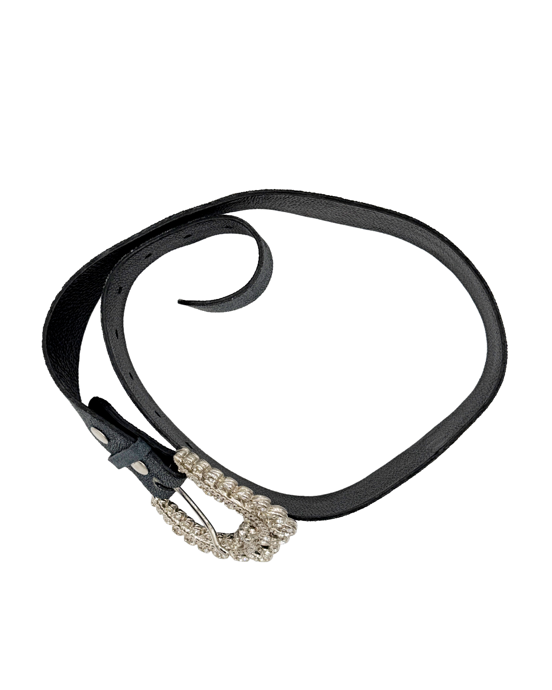 Black Leather Embossed Belt