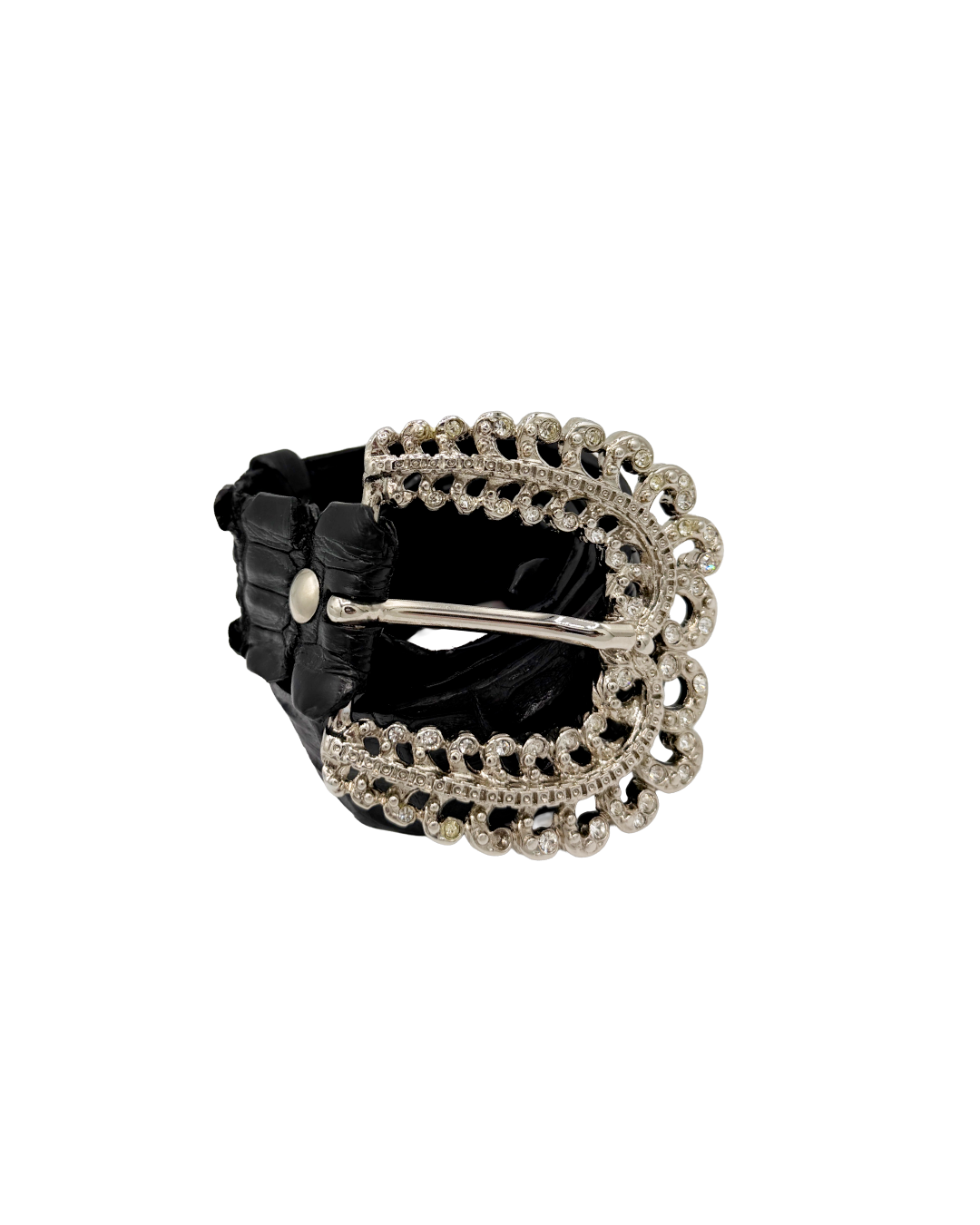 Black Patent Leather Embossed Belt