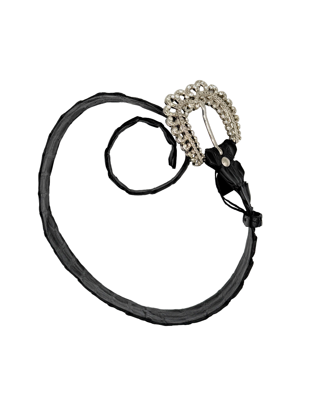 Black Patent Leather Embossed Belt
