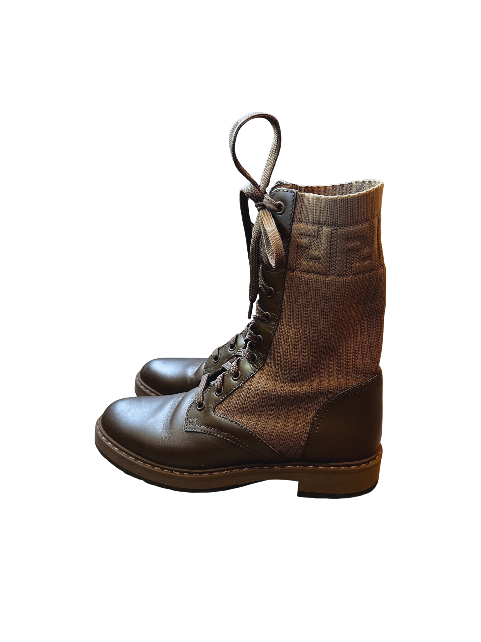 Fendi Ribbed Combat Boots
