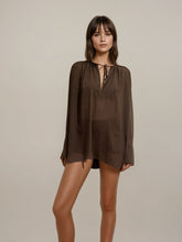 Load image into Gallery viewer, By Malene Birger Brown Sheer Blouse Dress
