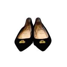 Load image into Gallery viewer, Louboutin Suede Black Flats
