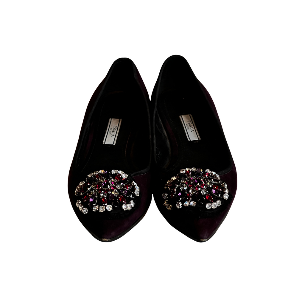 Prada Sequined Purple Flats