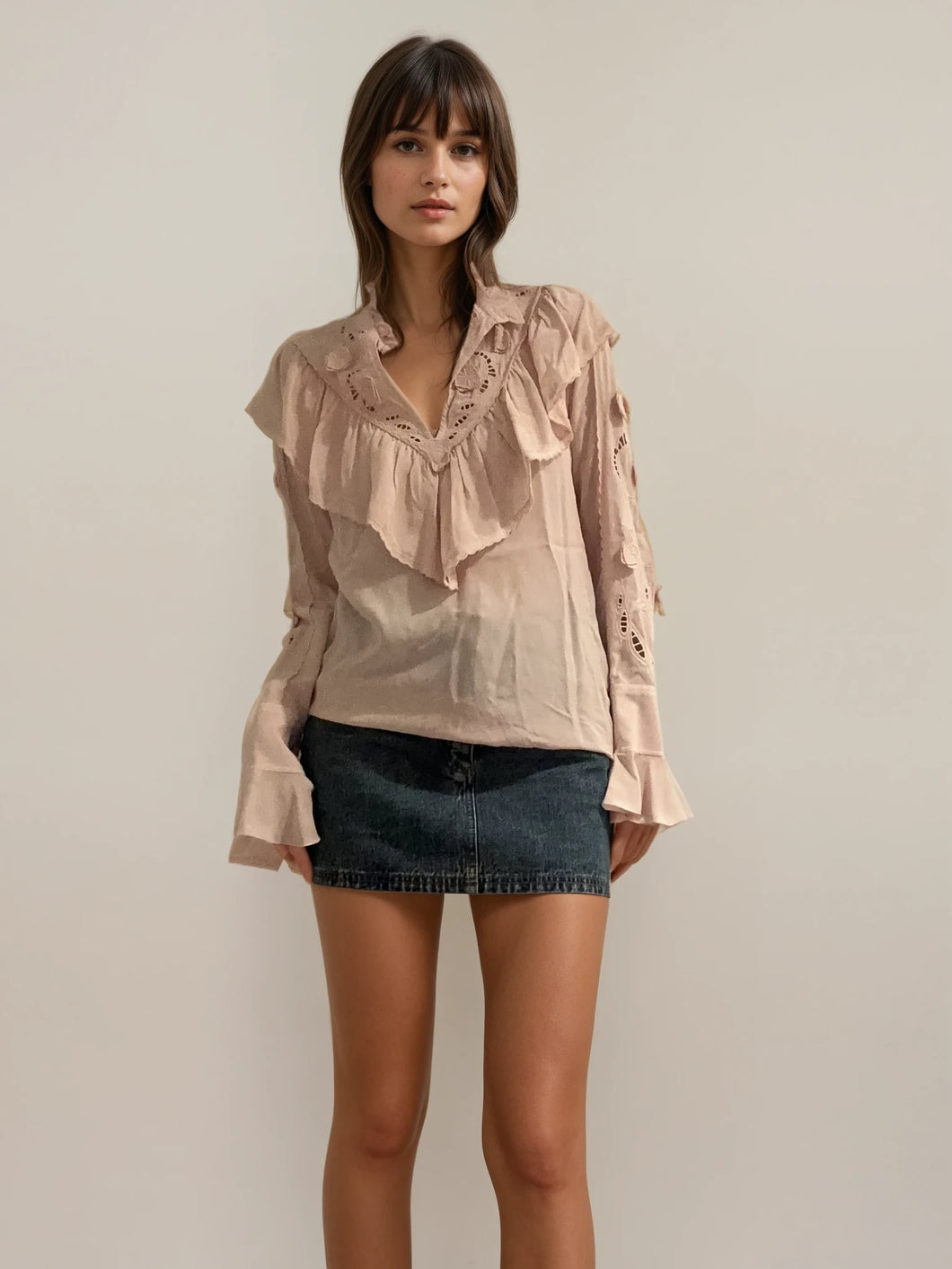 Chloe Pink Ruffle Blouse