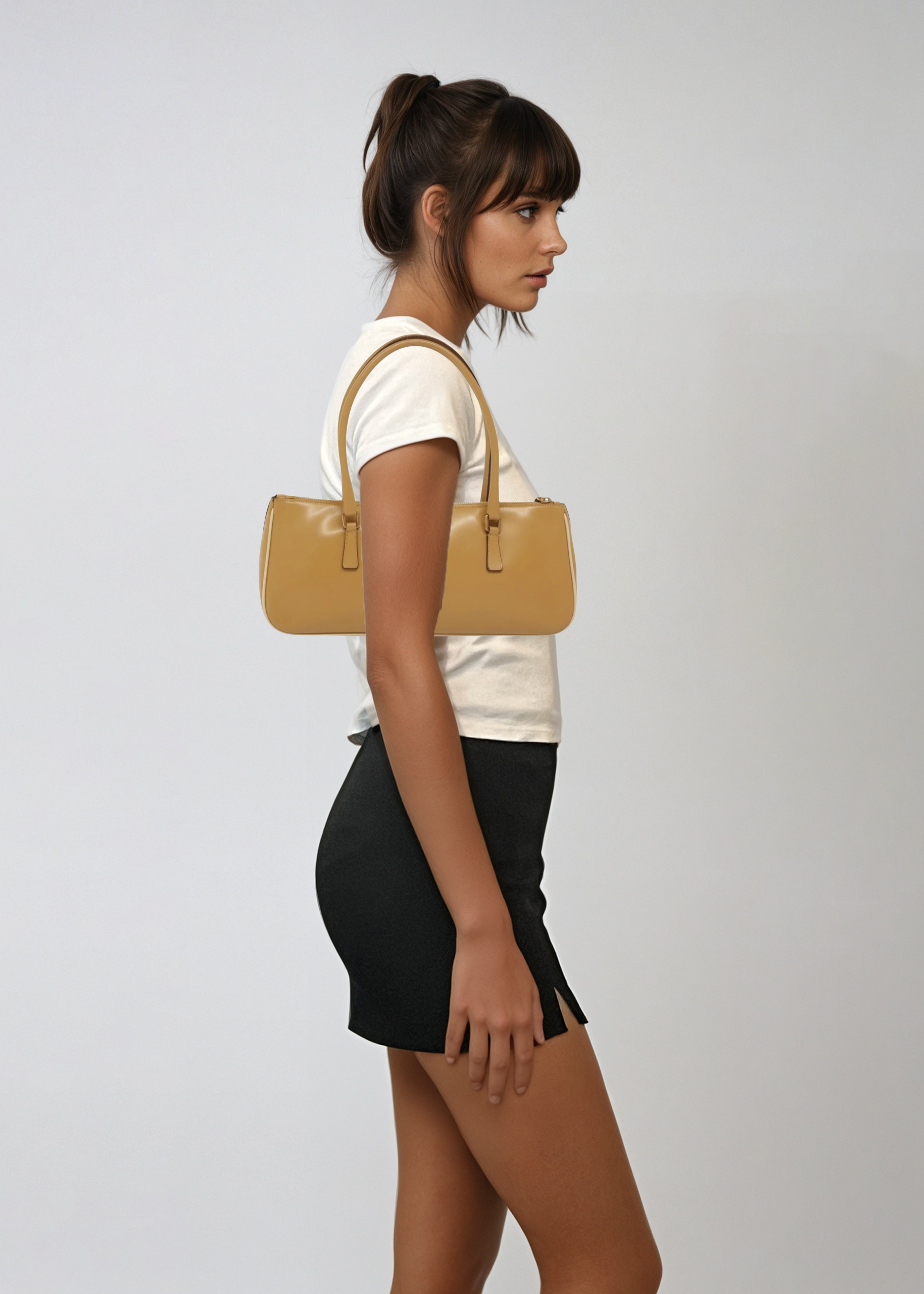 Prada Tan East West Bowler Bag