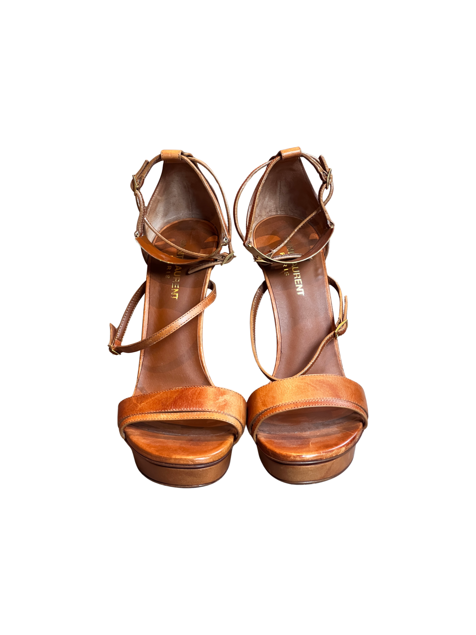 Saint Laurent Tan Strappy Heels