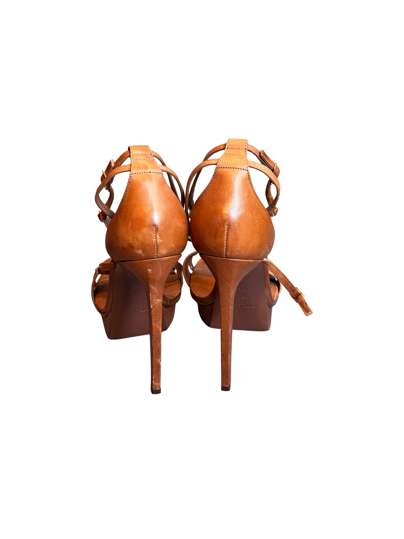 Saint Laurent Tan Strappy Heels