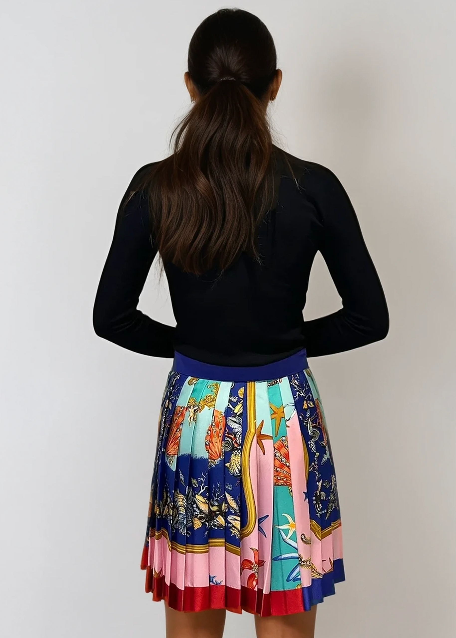 Versace Colorful Printed Pleated Skirt