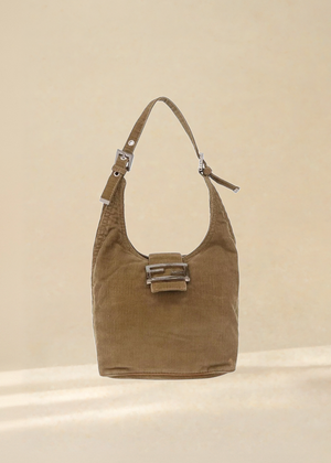 Fendi Tan Corduroy Rounded Baguette