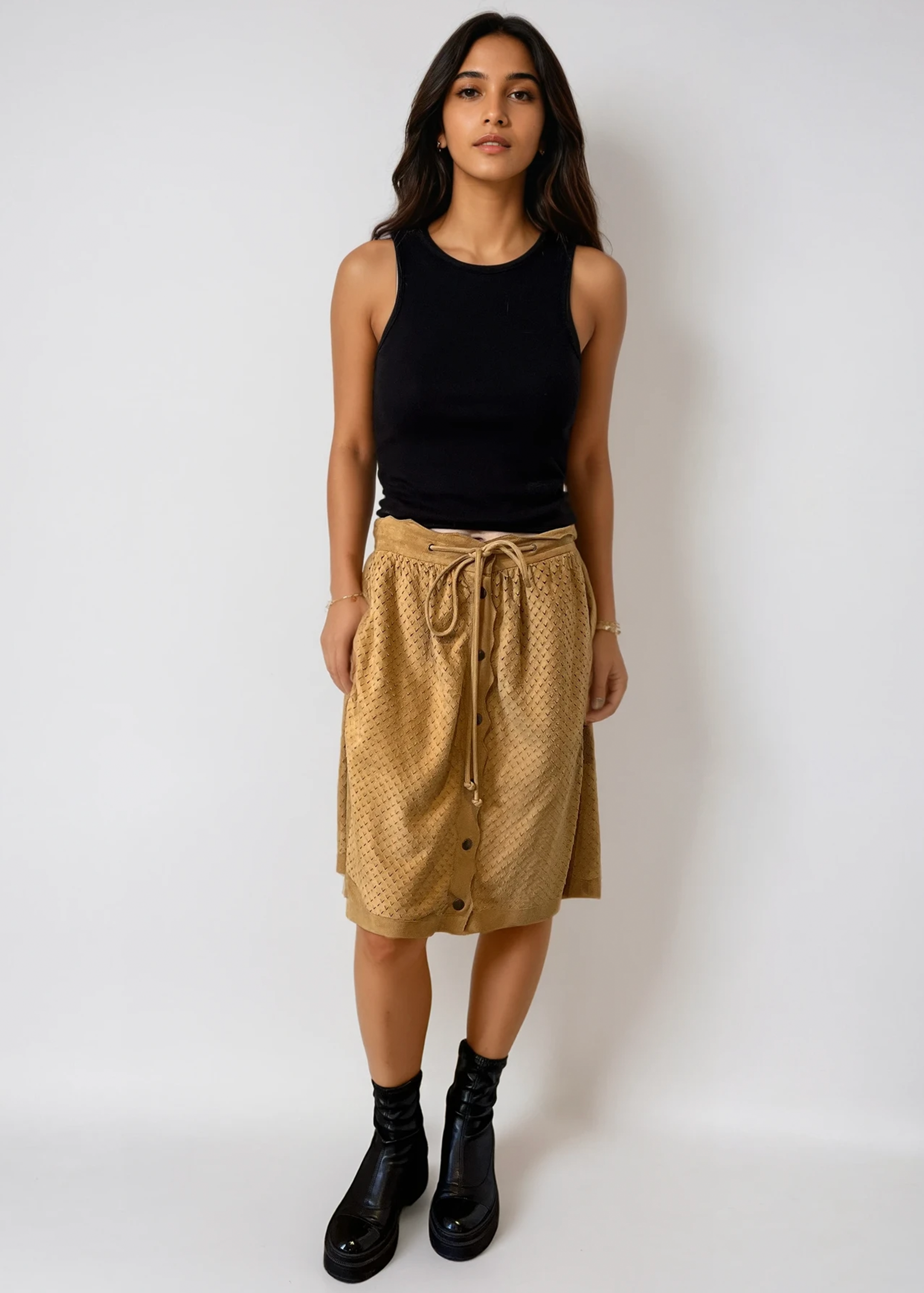 Fendi Suede Button Skirt