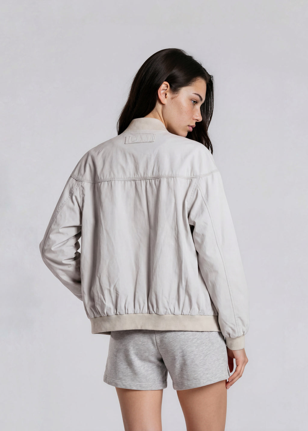 YSL Beige Knit Collar Bomber