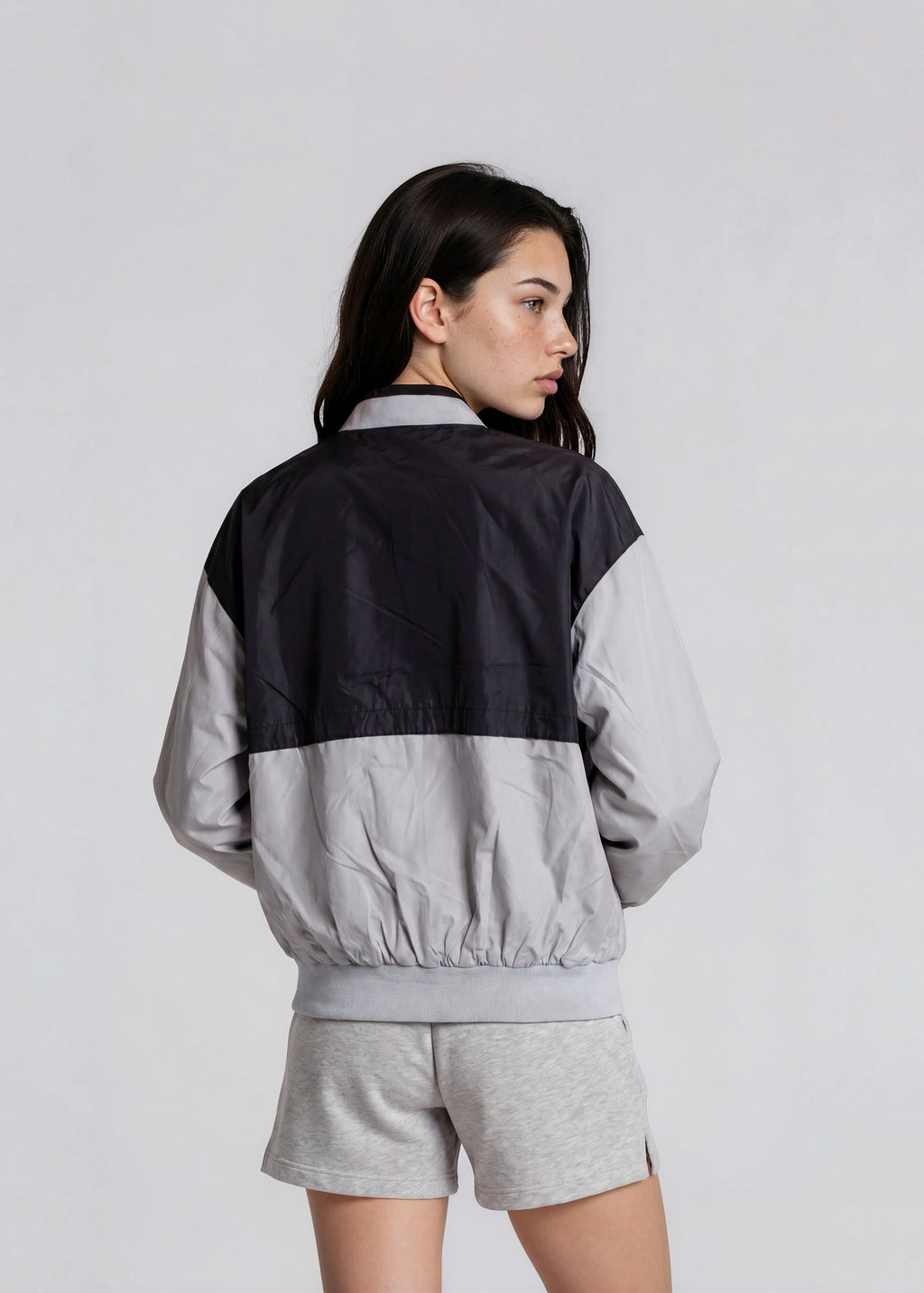 YSL Grey and Black Contrast Bomber