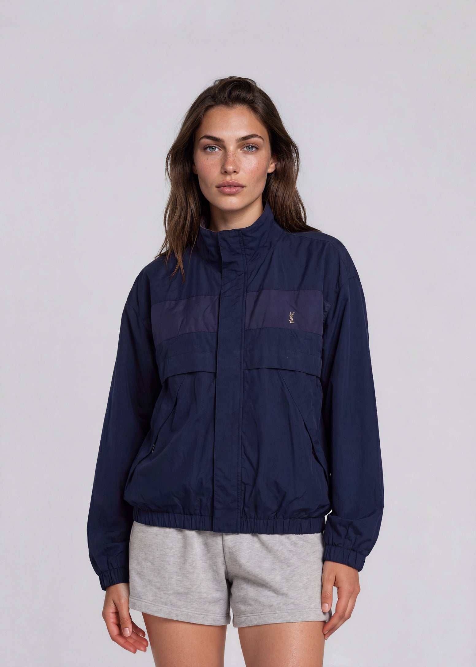 YSL Navy Conrast Bomber