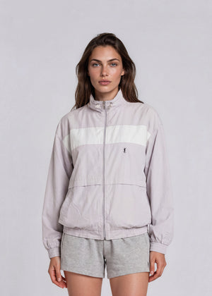 YSL Grey Contrast Stripe Bomber