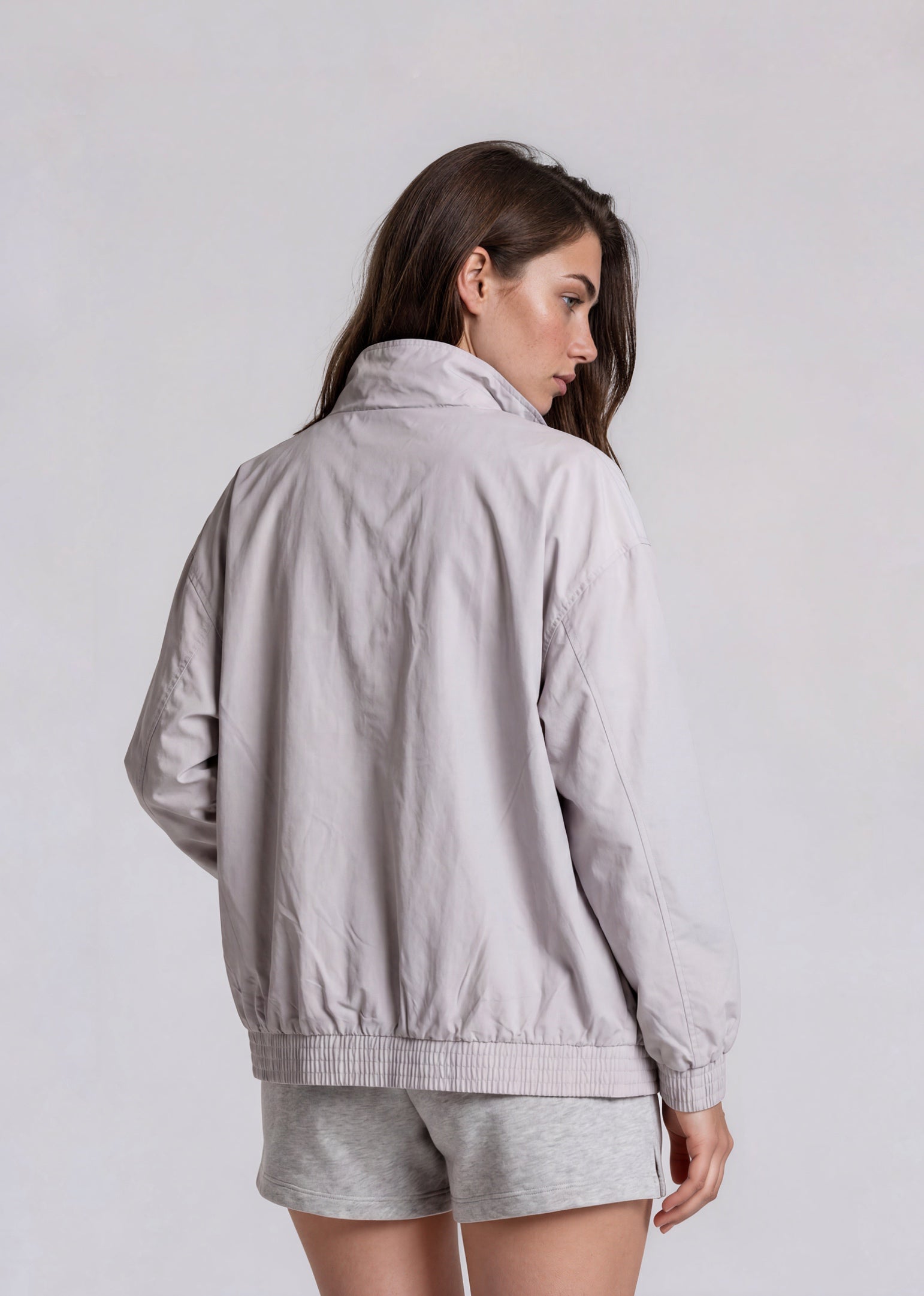 YSL Grey Contrast Stripe Bomber