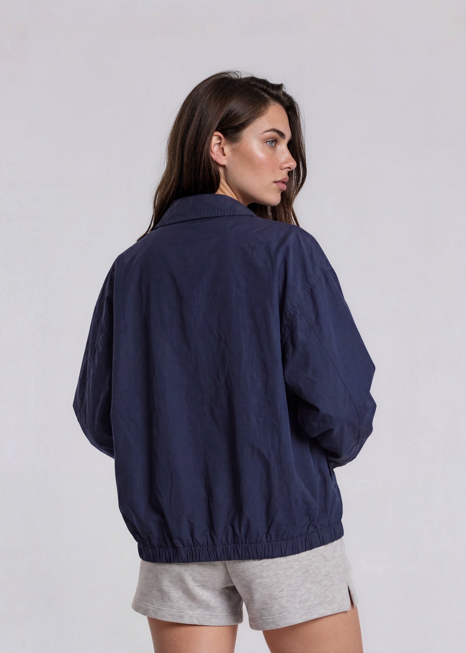 YSL Blue Contrast Stripe Bomber