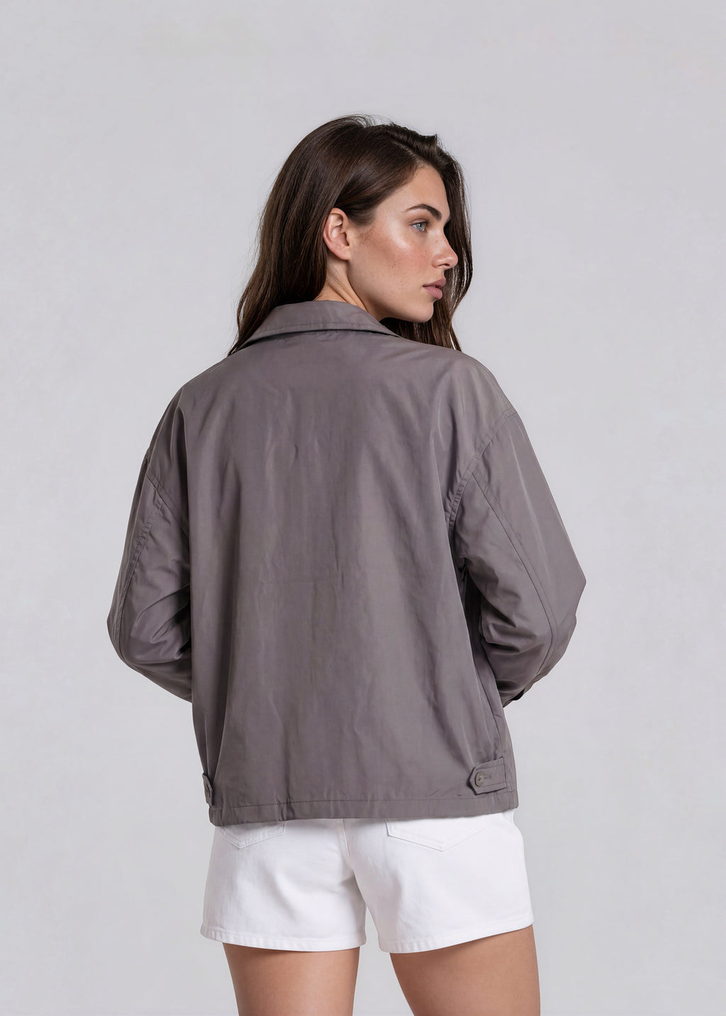 YSL Dark Grey Collared Zip Bomber