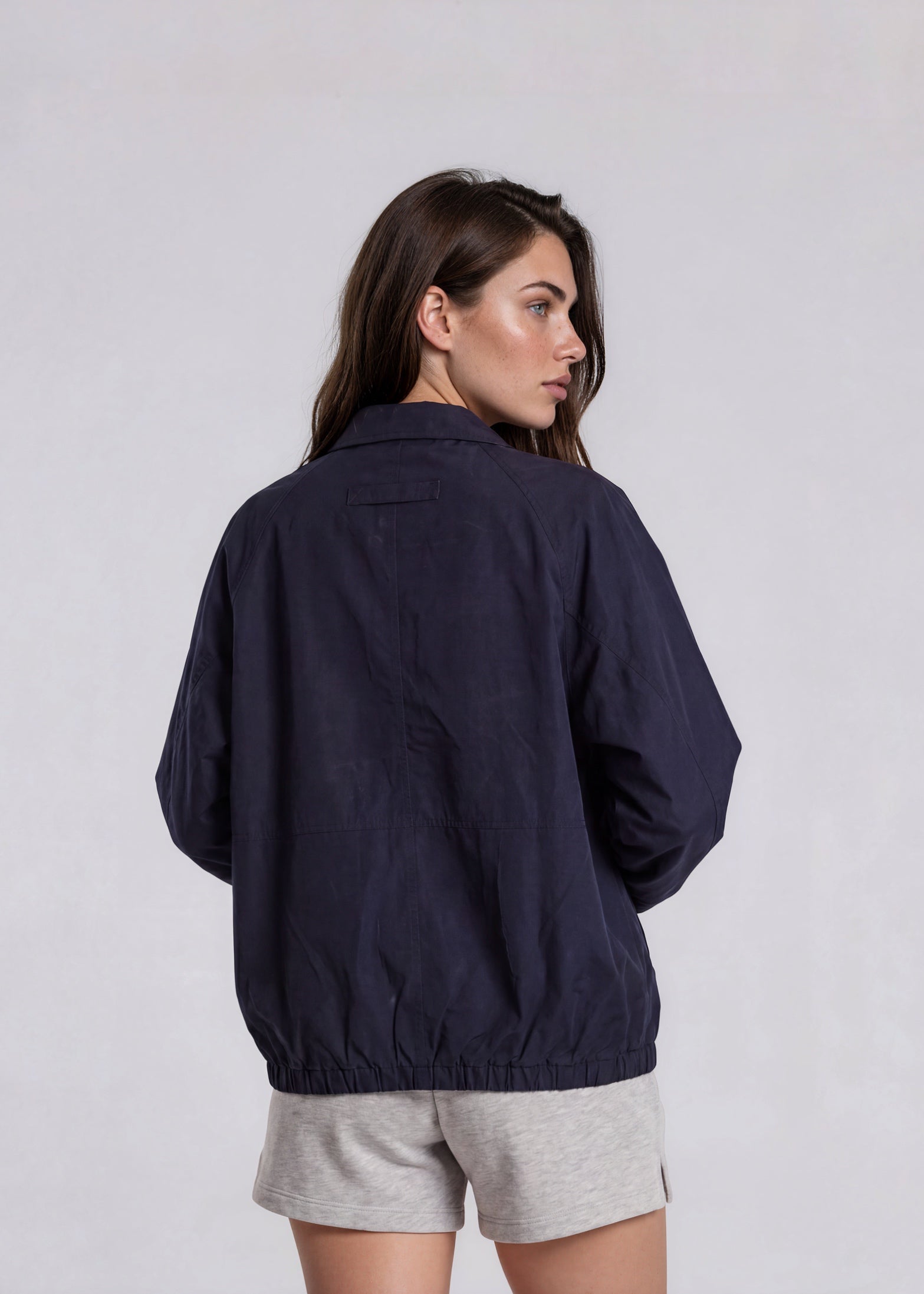 YSL Dark Blue and Navy Contrast Stripe Bomber